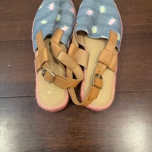 guc anthropologie scarab bug espadrilles with open heel mules buckle 38